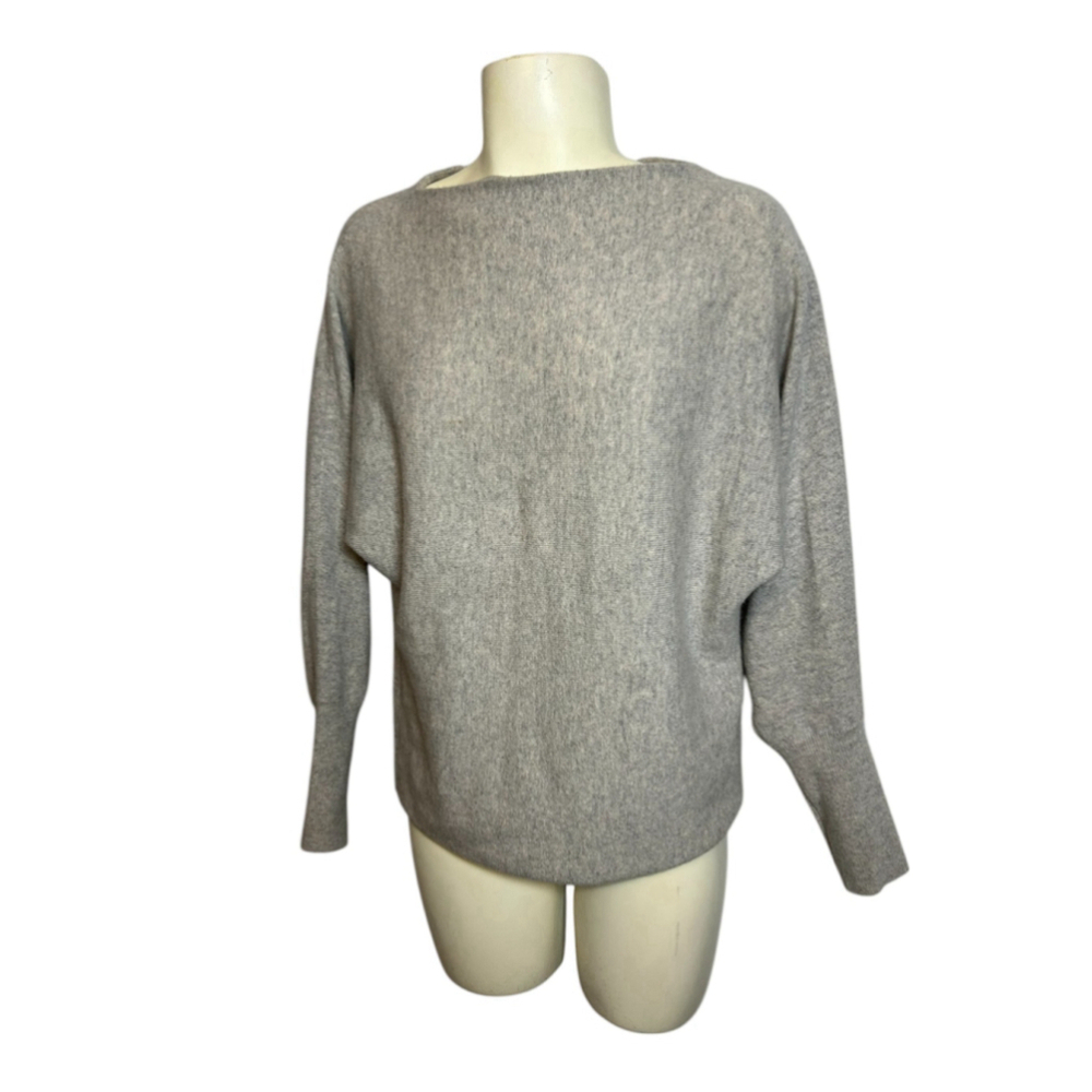 Club Monaco Pure Cashmere Dolman, Open back, bow, Grey Sweater S/P - Small